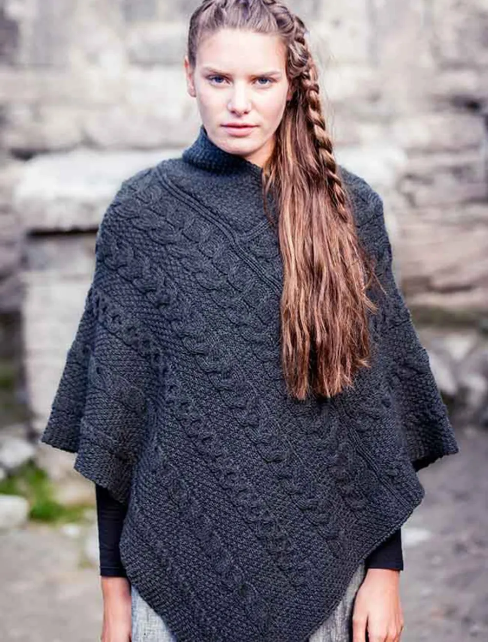Glenaran Ponchos, Capes & Shawls^Aran Cable & Moss Poncho