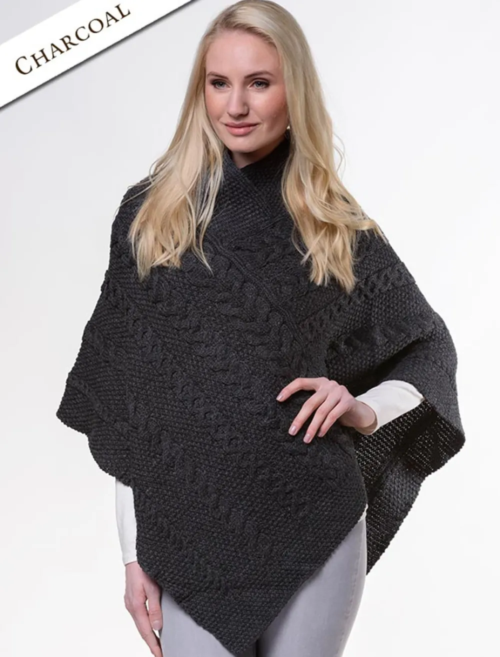 Glenaran Ponchos, Capes & Shawls^Aran Cable & Moss Poncho