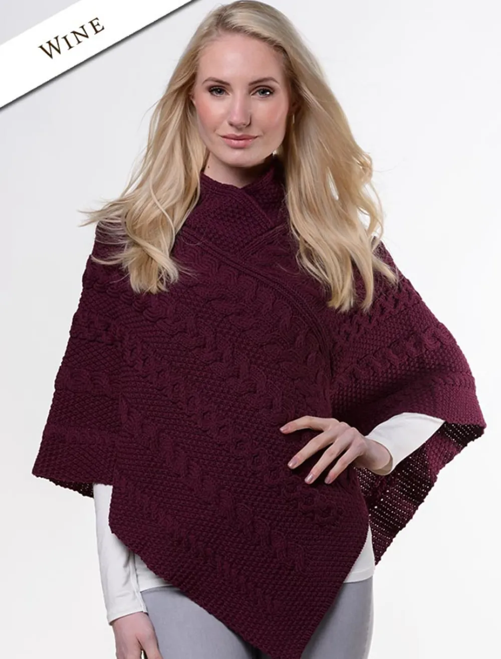 Glenaran Ponchos, Capes & Shawls^Aran Cable & Moss Poncho