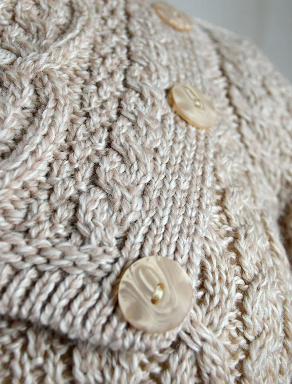 Glenaran Sweaters^Cowl Button Neck Aran Sweater