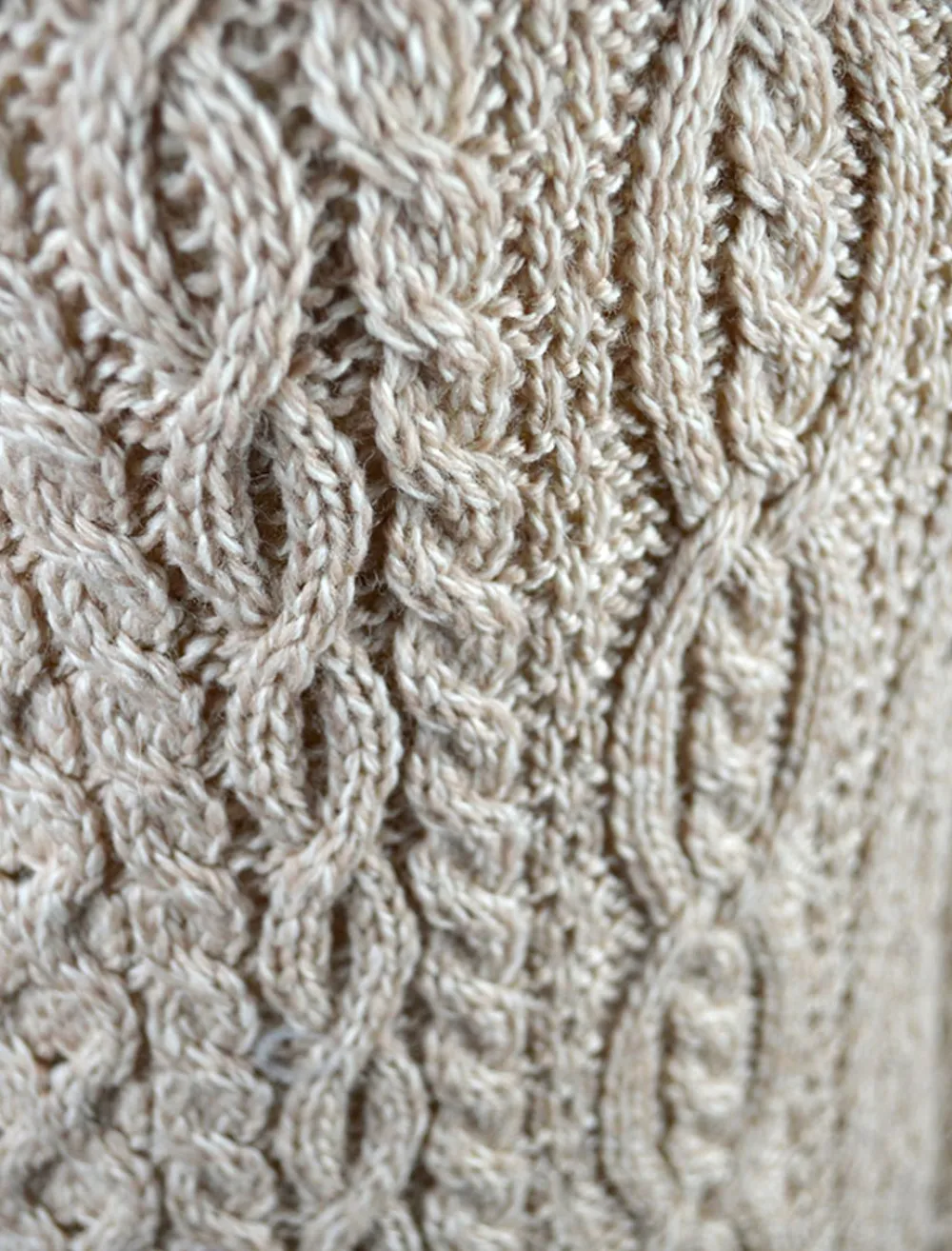 Glenaran Sweaters^Cowl Button Neck Aran Sweater