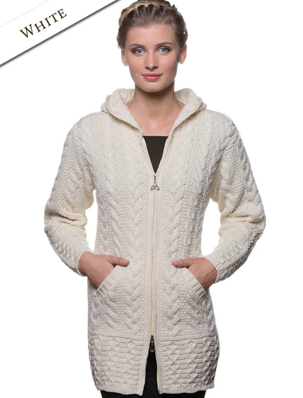 Glenaran Cardigans, Jackets & Coatigans^Hooded Coatigan with Celtic Knot Zipper Pull