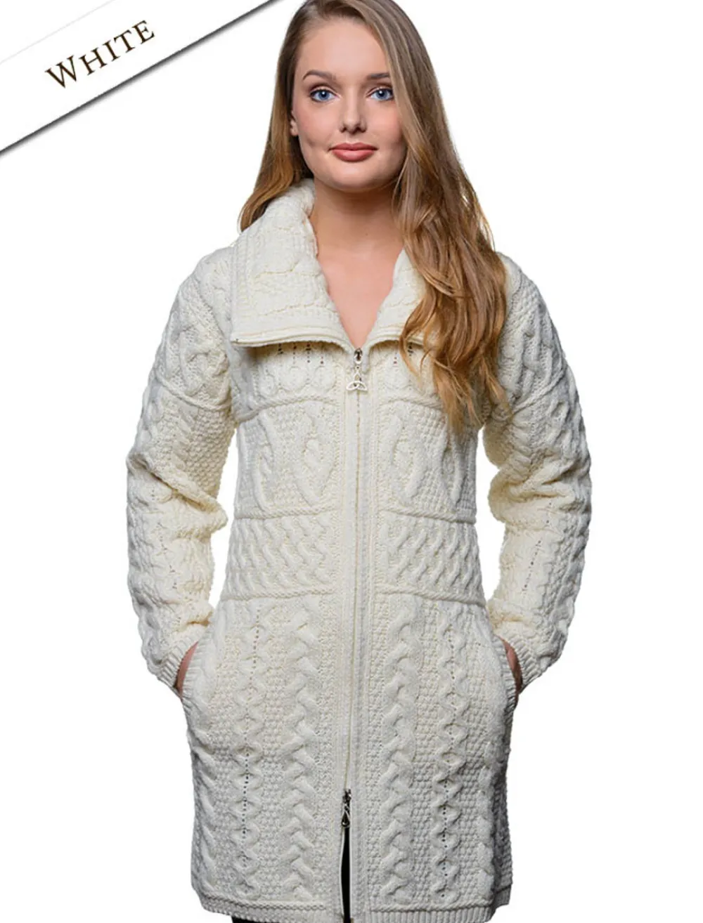 Glenaran Cardigans, Jackets & Coatigans^Double Collar Merino Aran Coat