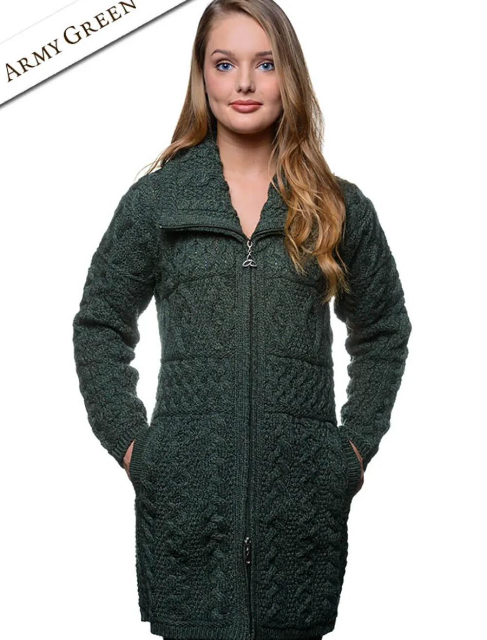 Glenaran Cardigans, Jackets & Coatigans^Double Collar Merino Aran Coat