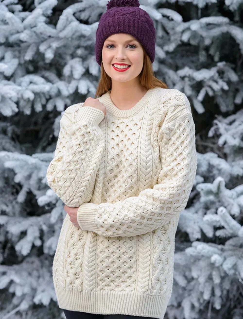 Glenaran Sweaters^Women's Heavyweight Merino Wool Aran Sweater